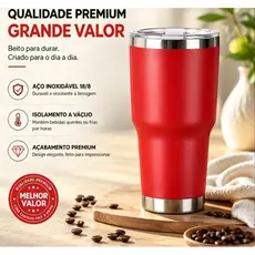 Copo Térmico 30oz Aço Inoxidável Para Carro, Tampa Transparente, Isolamento Térmico, Bebidas Quentes e Frias, Viagem