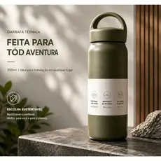 Garrafa Térmica 350ml com Alça e Tampa, Isolamento Térmico, Bebidas Quentes e Frias, Copo Portátil, Café, Chá, Academia