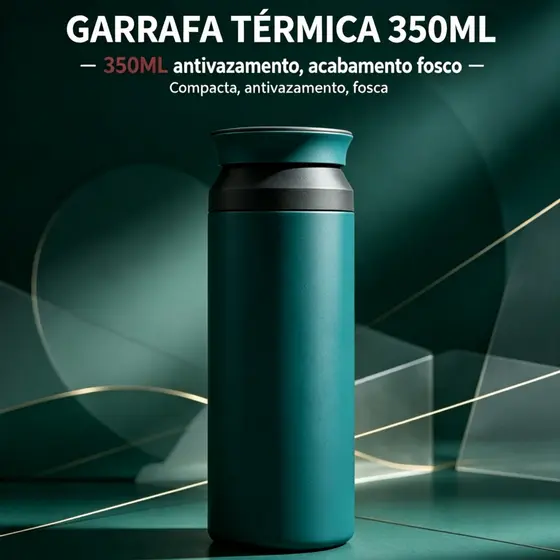Copo Térmico 350ml de Aço Inoxidável, Portátil para Café e Bebidas Quentes e Frias