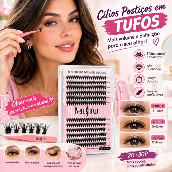 Extensão de cílios segmentados DIY vários tamanhos efeitos naturais leves portáteis