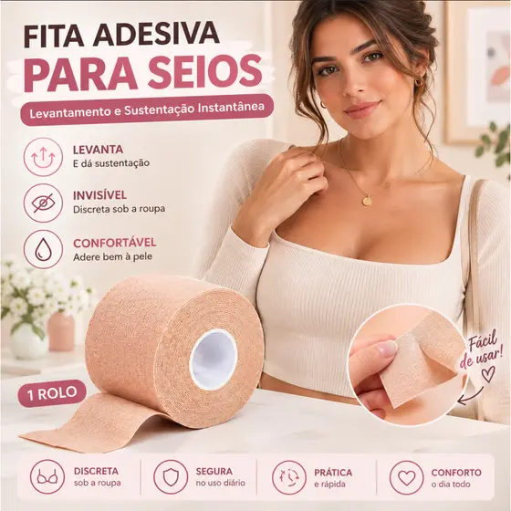 Fita Adesiva para Seios, Fita para Looks com Decote, Vestidos e Costas Abertas