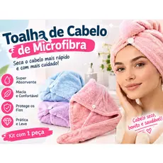 Touca Secadora de Cabelo de Microfibra, Absorção Rápida 1 Unidade
