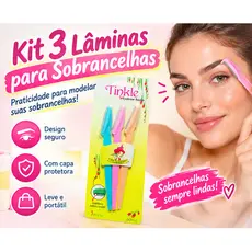 Kit 3 Lâminas para Sobrancelhas, Navalhete para Sobrancelha com Capa Protetora, Ferramenta para Modelar e Aparar