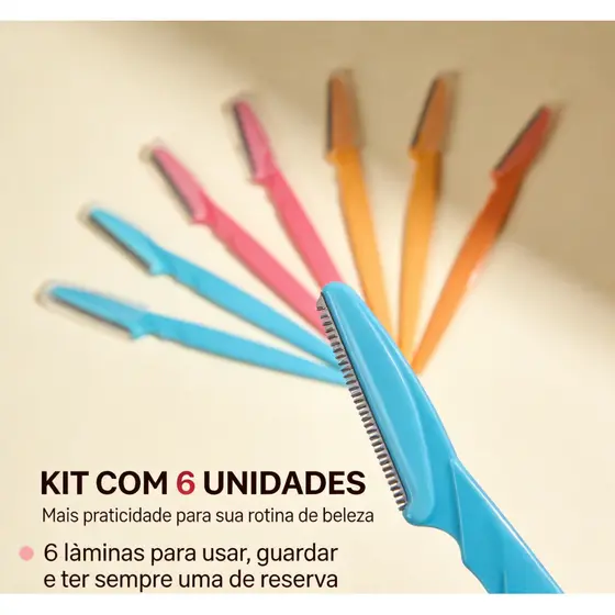 Kit 6 Lâminas para Sobrancelhas, Aparador de Pelos Faciais Portátil