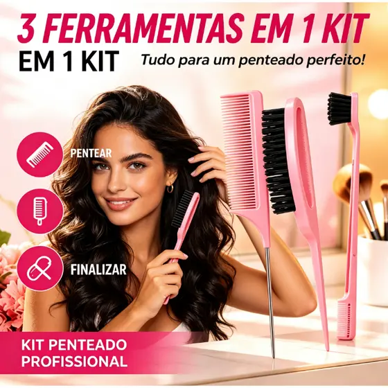 Kit 3 Pentes Para Cabelo, Penteado Profissional Para Salão E Casa