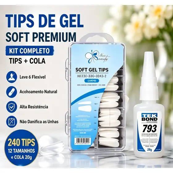Kit 2 Peças Unhas Alongadas Transparentes + Cola, Manicure DIY Em Casa