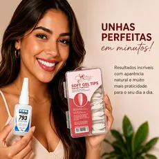 Kit Unhas Postiças Adesivas Vários Tamanhos Estilo Doce DIY Manicure