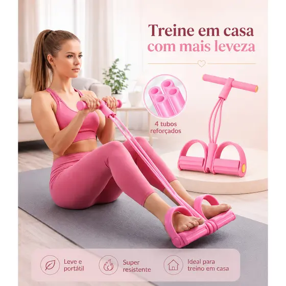 Aparelho de Exercícios com Elástico, Equipamento Fitness Multifuncional Para Braços, Pernas, Abdômen e Treino em Casa