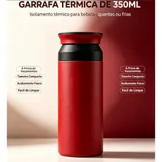 Copo Térmico 350ml com Tampa, Isolamento Térmico, Bebidas Quentes e Frias, Portátil, Café, Chá, Viagem e Uso Diário