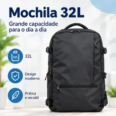 Mochila Preta Impermeável Multiuso Compartimentos Organizadores Viagem e Uso Diário