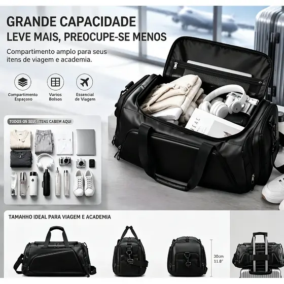 Bolsa de Viagem Grande Capacidade, Bolsa Portátil Resistente para Academia, Viagem e Ferramentas