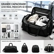 Bolsa de Viagem Grande Capacidade, Bolsa Portátil Resistente para Academia, Viagem e Ferramentas