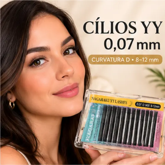 Cílios para extensão modelo YY fibra super leve 0,07mm curvatura D tamanho misto 8‑12mm para salão de beleza