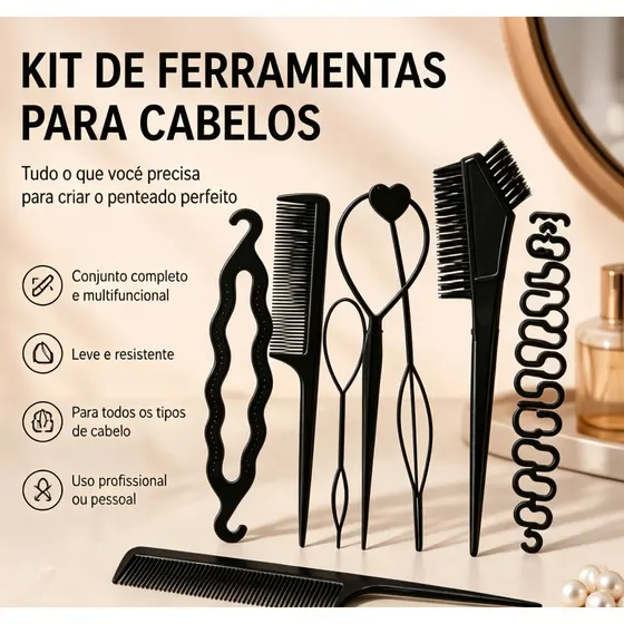 Kit Multifuncional De Acessórios Para Cabelo Ferramentas De Penteado
