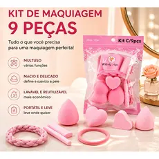 Kit C/9 Peças Esponjas De Maquiagem Formas Variadas Uso Seco E Molhado