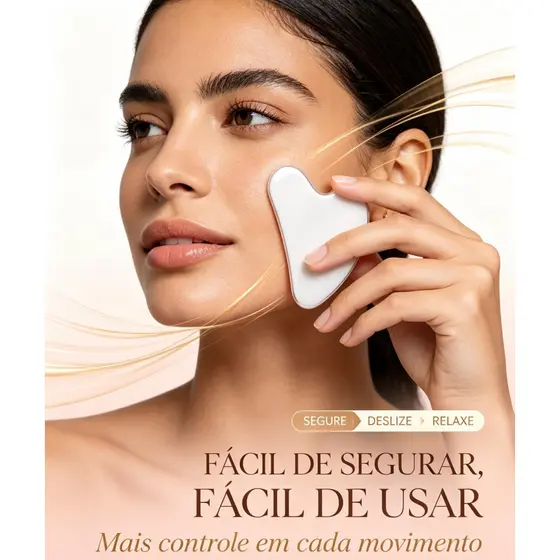 Pedra Gua Sha em formato de coração massageador facial bordas arredondadas para beleza