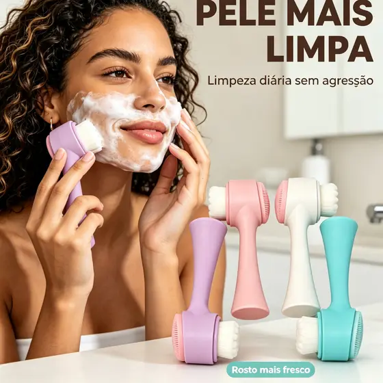 Escova de Limpeza Facial de Cerdas Macias Dupla Face 1 UN Cor Aleatória – Limpa Profundamente e Remove Cravos