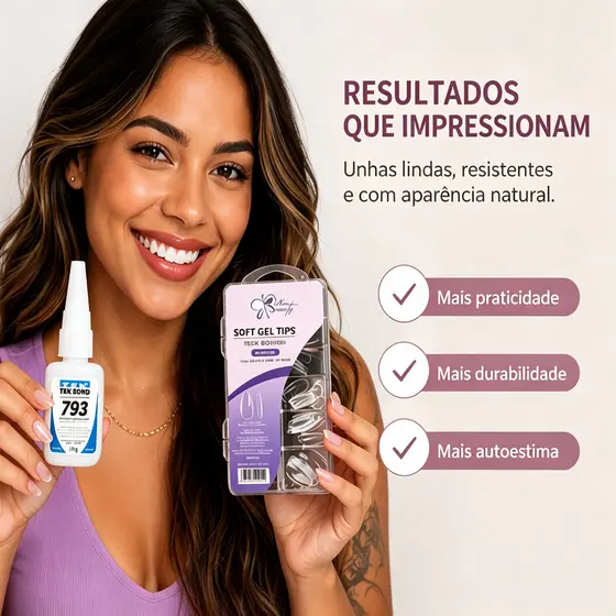 Kit Manicure 2 Peças Gel UV E Ferramenta Iniciante DIY Em Casa