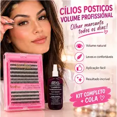 Kit Cílios Postiços Naturais + Cola, Alongamento De Cílios Para Maquiagem