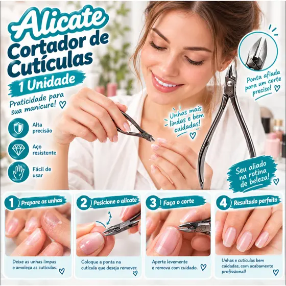 Alicate Cortador de Cutículas 1pc, Alicate para Unhas, Ferramenta para Manicure e Cuidados das Unhas