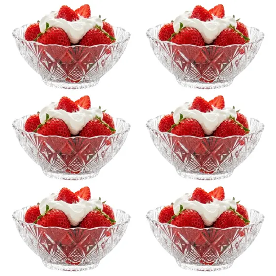 Kit 6 Taças Bowls de Vidro para Sobremesa e Sorvete 170ml Linha Premium com Design Elegante