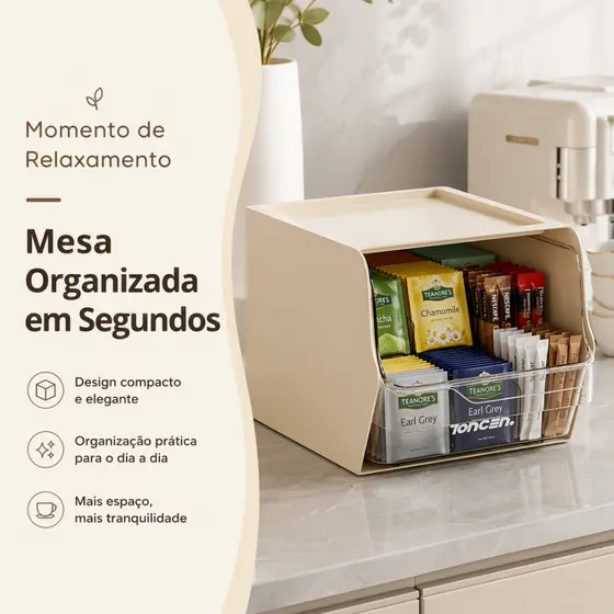 Organizador Multifuncional com Gaveta Deslizante e Visor Transparente Caixa de Armazenamento