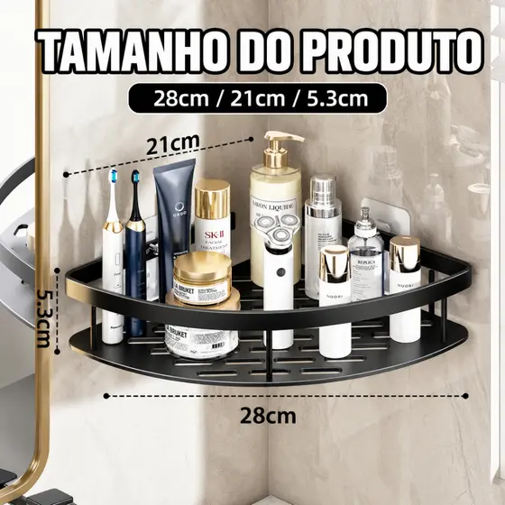 Suporte Organizador Banheiro Sem Furo Cantoneira Triangular e Retangular Para Cozinha Banheiro Resistente Água Ferrugem