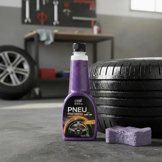 Pneu Pretinho Orbi Química 500g White Lub Brilho Intenso Proteção Duradoura Para Pneus E Borrachas