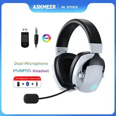 Fone De Ouvido Para Jogos Sem Fio Com Microfone 2.4G USB Dongle + Bluetooth + 3.5mm PC Gamer PS4 PS5 Phone Laptop