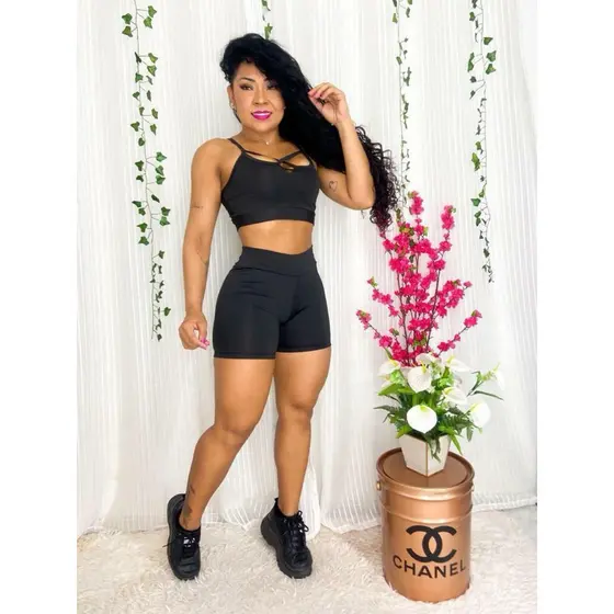 Conjunto short fitness+top alça