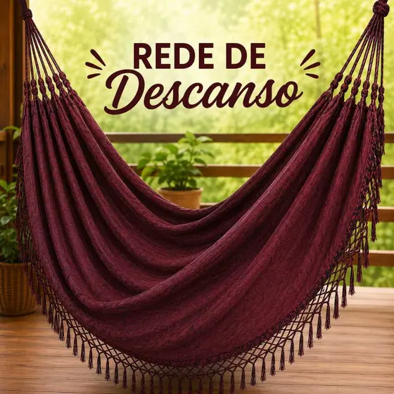 Rede de Descanso Reforçada com franja - Grossa e Confortável | Tecido Resistente