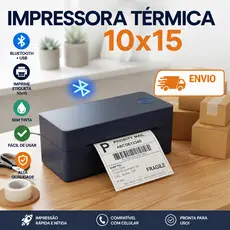 Impressora Termica de Etiquetas 100x15 Bluetooth 4x6 Para Shopee Mercado Livre Correios Compatível com PC e Celular