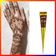 Cones De Henna Indianos À Prova D'água , Cor Escura , Tatuagem Temporária , Fácil De Limpar , Adesivo De Arte Corporal P