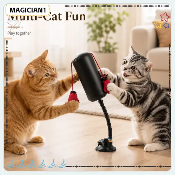 Brinquedo Mágico Do Saco De Pancadas Gato , Boxe Gatinho Dos Desenhos Animados , Interior Com Luvas De Brinquedos Intera