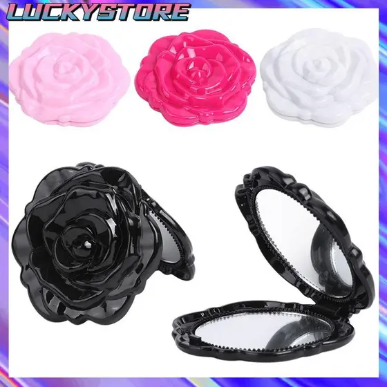 LUCKYSTOREGOODS Mini Espelho De Bolso , Maquiagem Portátil De Flor Rosa Dupla Face , Conveniente