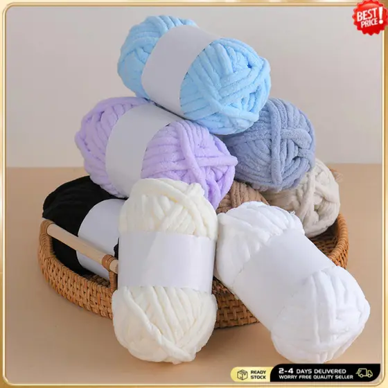 Fio De Veludo Robusto De Chenille Macio Para Crochê , Bebê Quente E Fofo Tricô Cobertor De DIY Craft Amigurumi Pack Com