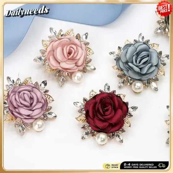 Broche De Jóias De Casamento De Luxo Leve Rosa Flor Realista Vívido Para Banquete Festa