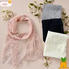 ONLYGOODS Xale Protetor Solar De Verão , Lenço Longo De Renda Feminino Com Flor Bordada Versão Coreana