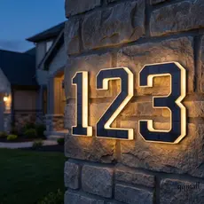 Luz De Números De Casa Com Iluminação Solar , Placa De Número LED À Prova D'água Sem Fiação , Moderna