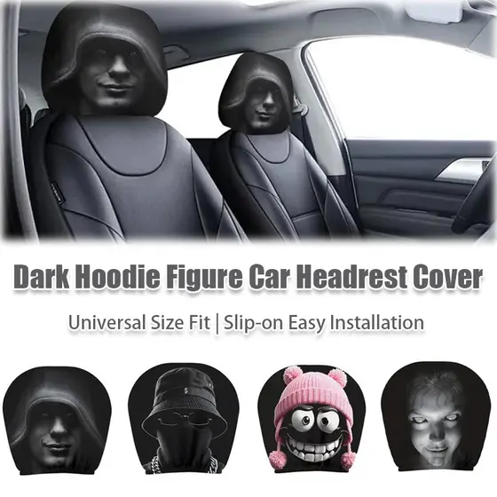 Capa De Encosto De Cabeça Do Carro 1pcs Estilo Halloween Interior Com Padrão De Figura Misteriosa Para Automotivo phdbr