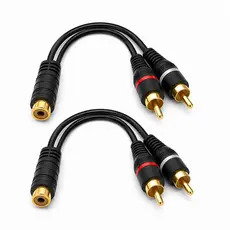 Kit 2 Cabos Y Rca 2 Machos 1 Fêmea Alta Qualidade Módulo Som Automotivo Blindado Conector Dourado 5mm anti Ruido