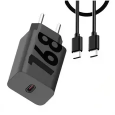 Carregador Turbo 50W Tipo C Preto Carregamento Rápido