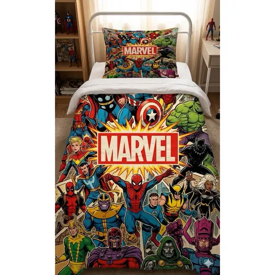ENVIO IMEDIATO Edredom Solteiro Heróis 3 peças