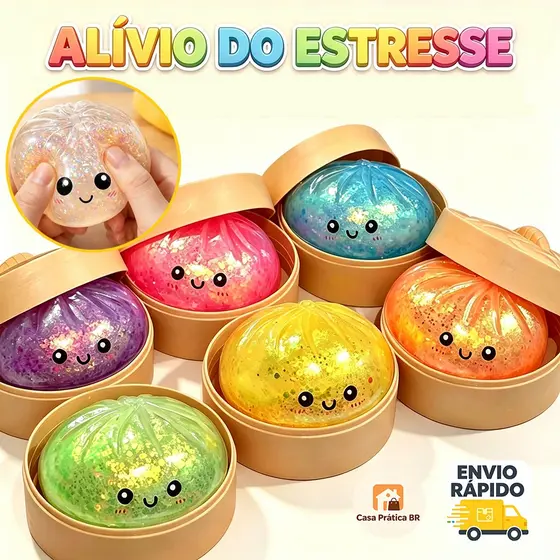 ✈️ Envio Rápido｜Caixa Surpresa Squishy Pãozinho Chinês Brilhante, Brinquedo Antiestresse