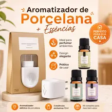 Kit Via Aroma: Aromatizador difusor Porcelana  +  Essência 10ml (Escolha a Fragrância)