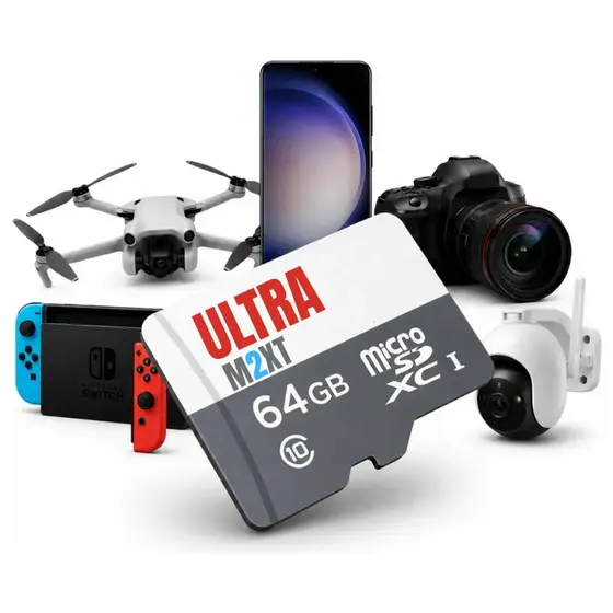 Cartão de Memória Micro SD 64GB/128GB Ultra A1 Classe 10 Alta Velocidade C/Adaptador Celular Câmera Drone Notebook