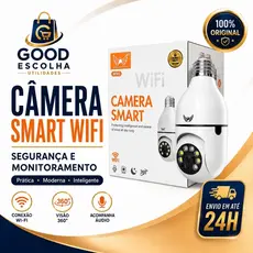 Câmera Smart WiFi 360° Tipo Lâmpada Monitoramento pelo Celular Visão Noturna Áudio App Segurança