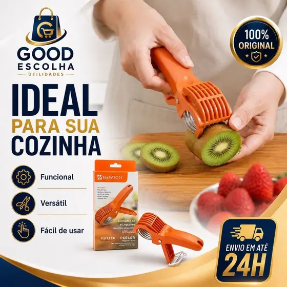 Cortador Fatiador de Legumes e Frutas com Descascador Manual Lâminas em Aço Utensílio de Cozinha