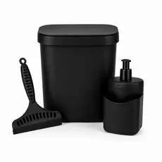 KIT PIA COZINHA LIXEIRA 3,5L +DISPENSER + RODO PRETO