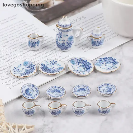 [lovego] 15Pcs 1 : 12 Conjunto De Xícaras De Chá De Porcelana Em Cerâmica Para BR